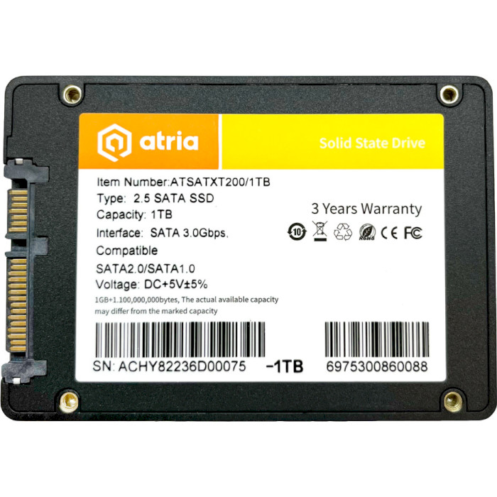 SSD диск ATRIA XT200 1TB 2.5" SATA (ATSATXT200/1024)