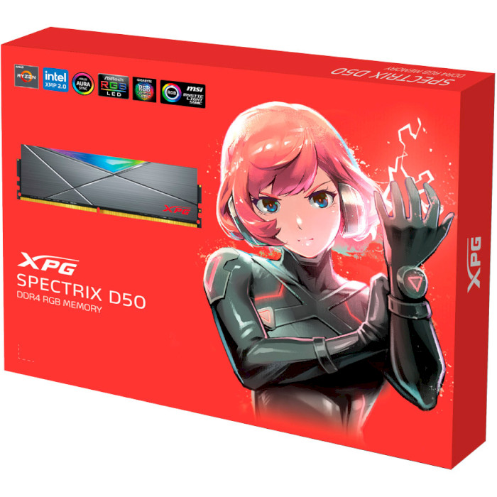 Модуль пам'яті ADATA XPG Spectrix D50 RGB Tungsten Gray DDR4 4133MHz 16GB Kit 2x8GB (AX4U41338G19J-DGM50X)