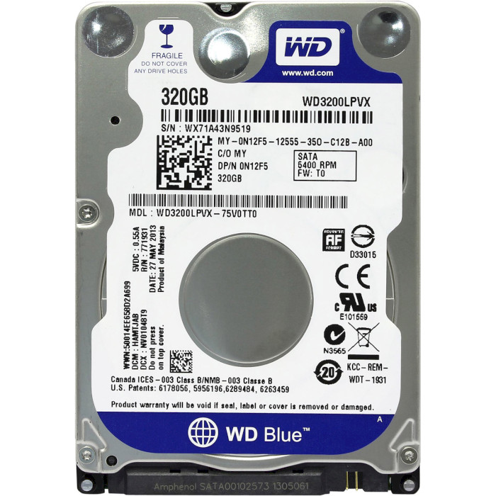 Жёсткий диск 2.5" WD Blue 320GB SATA/8MB (WD3200LPVX-FR) Refurbished