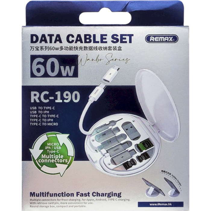 Комплект адаптерів REMAX RC-190 Wanbo Series 60W Muntifunction Data Cable Set 0.29м White