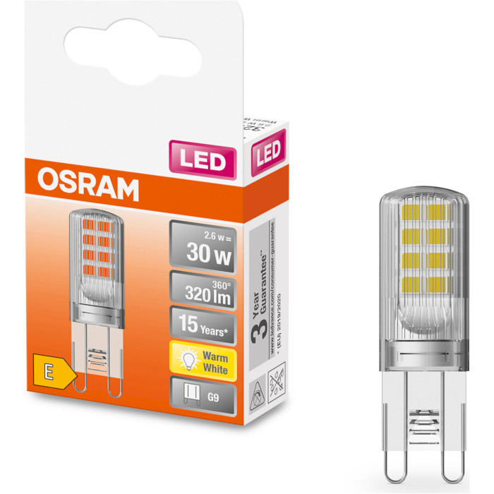 Лампочка LED OSRAM LED Base PIN30 G9 2.6W 2700K 220V (4058075432338)