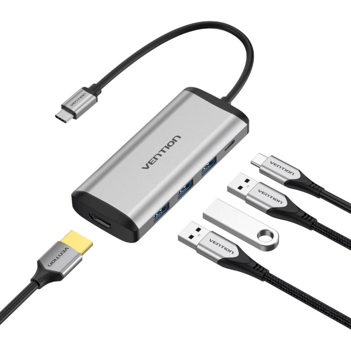 Порт-репликатор VENTION 5-in-1 USB-C to HDMI/USB3.0x3/PD (CNBHB)