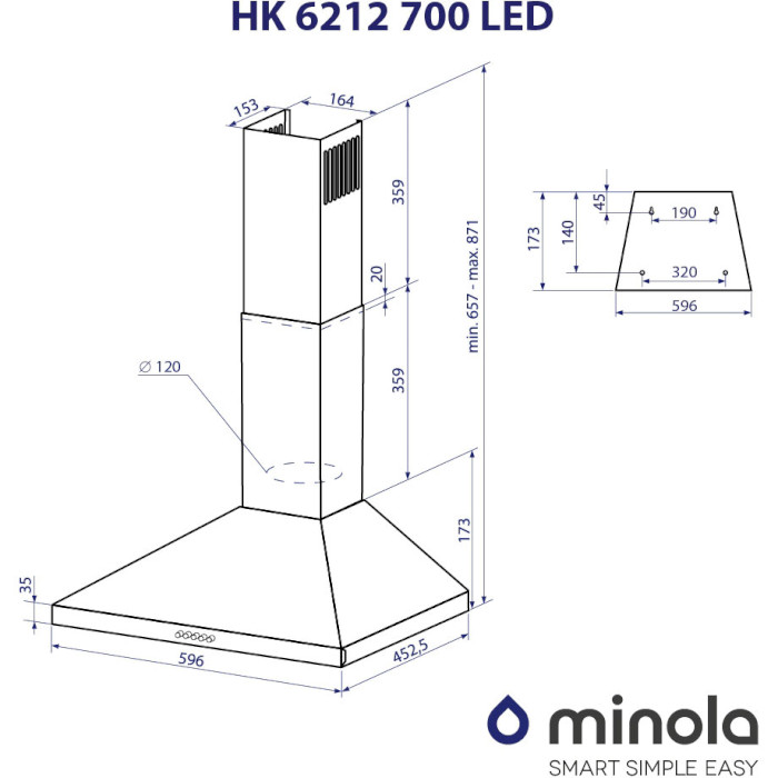 Вытяжка MINOLA HK 6212 BR 700 LED