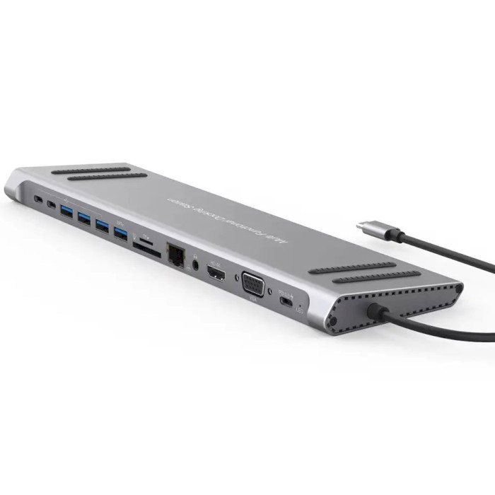 Док-станция для ноутбука XOKO AC-1400 14-in-1 USB-C to HDMI/VGA/1xUSB3.0/3xUSB2.0/2xUSB-C/1xUSB-C PD/RJ45/SD/MicroSD/AUX 3.5mm