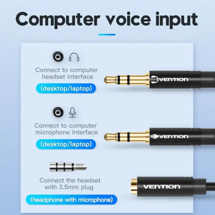 Спліттер VENTION mini-jack 3.5mm 0.3м Black (BBTBY)