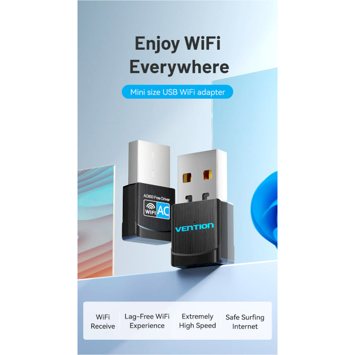 Wi-Fi адаптер VENTION AC600 Dual Band USB