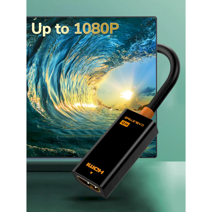 Адаптер CABLETIME 1080p 60Hz DisplayPort - HDMI Black (CP22B)
