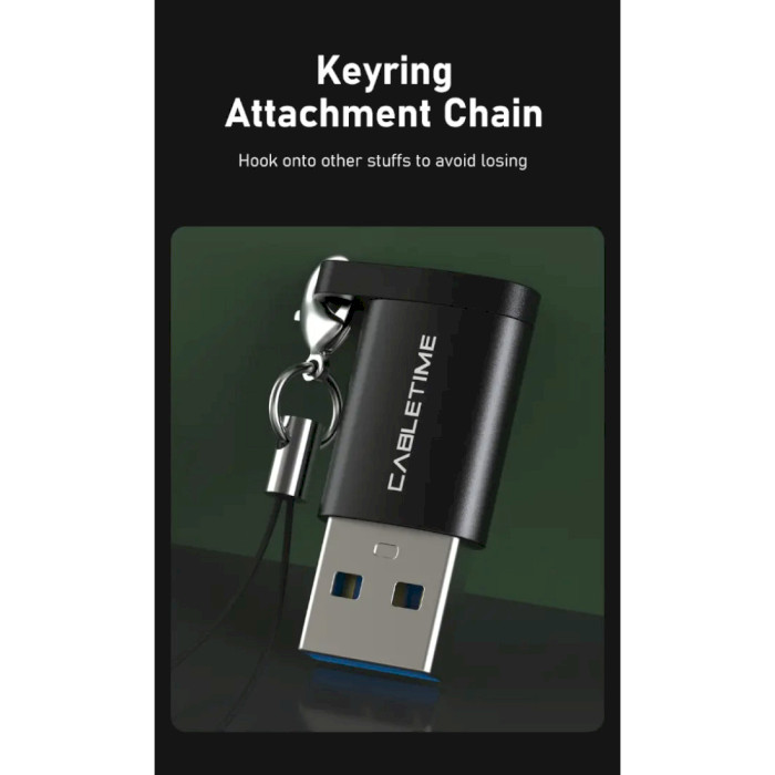 Адаптер OTG CABLETIME USB-A (M) to USB-C (F) (CP73B)