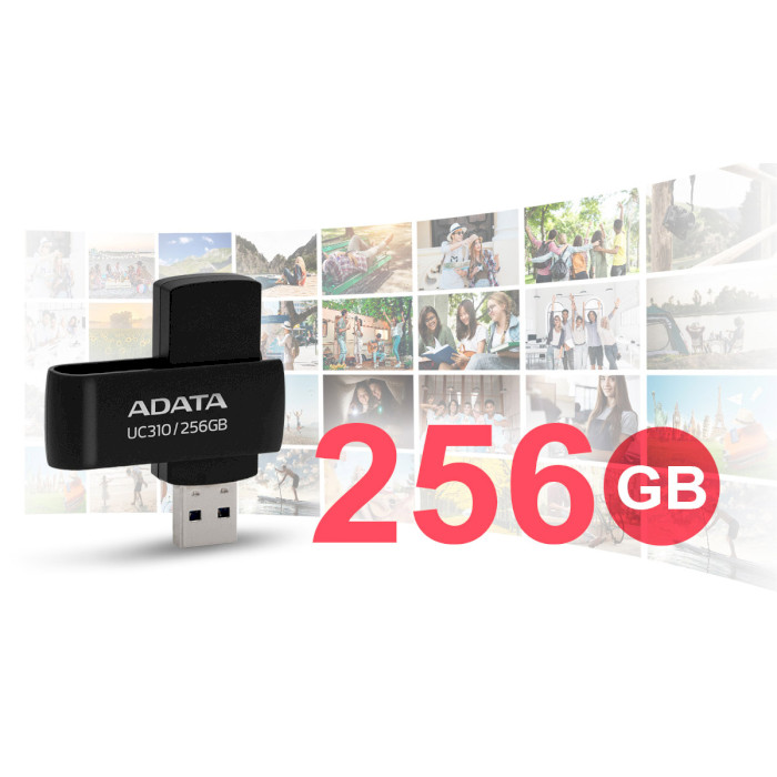 Флэшка ADATA UC310 USB3.2 64GB Black (UC310-64G-RBK)