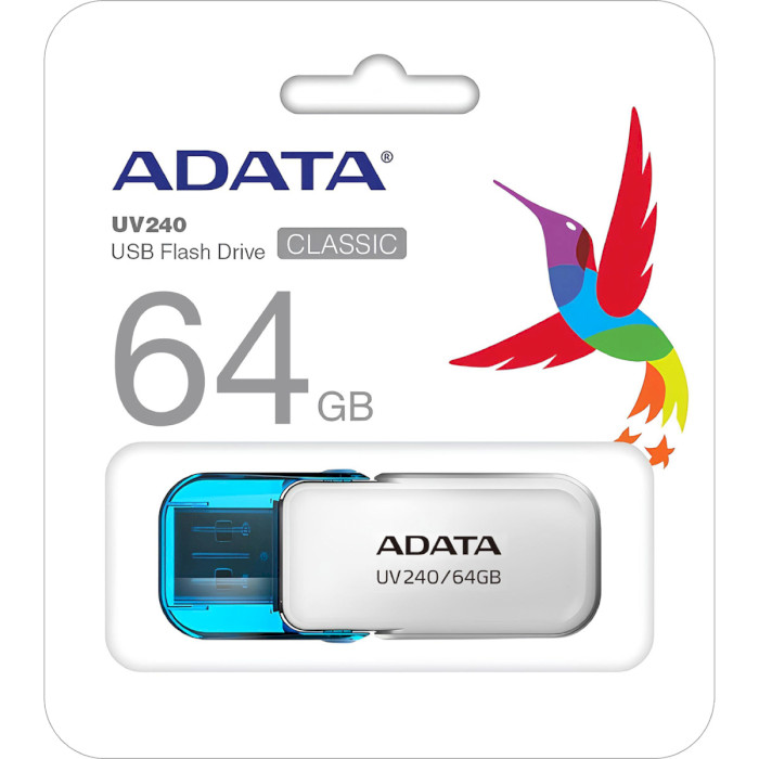 Флэшка ADATA UV240 64GB USB2.0 White (AUV240-64G-RWH)
