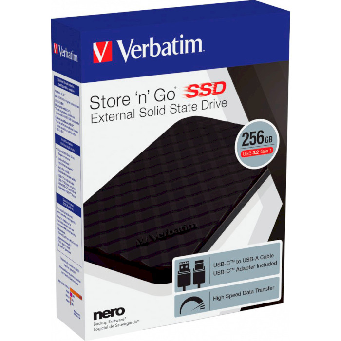 Портативний SSD диск VERBATIM Store 'n' Go 256GB USB3.2 Gen1 (53249)