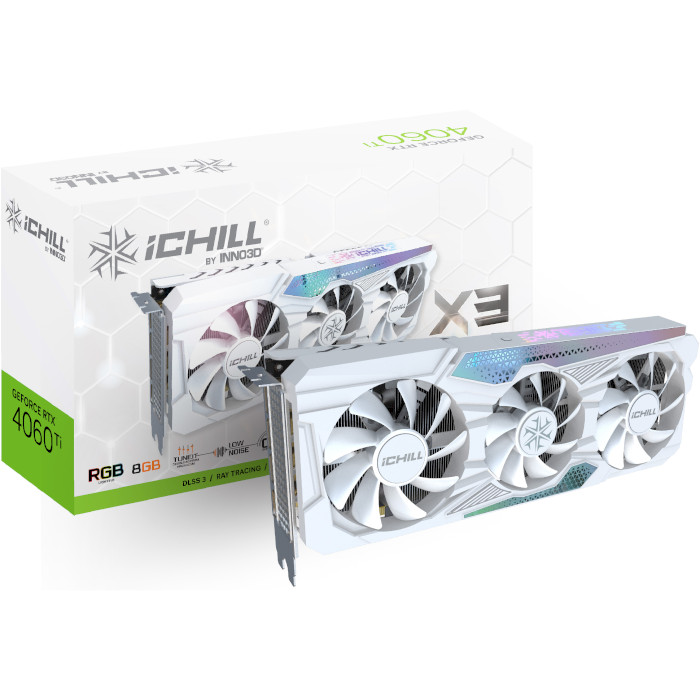 Видеокарта INNO3D GeForce RTX 4060 Ti 8GB iChill X3 White (C406T3-08D6X-17113280)