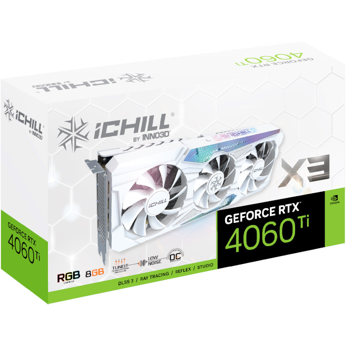 Відеокарта INNO3D GeForce RTX 4060 Ti 8GB iChill X3 White (C406T3-08D6X-17113280)