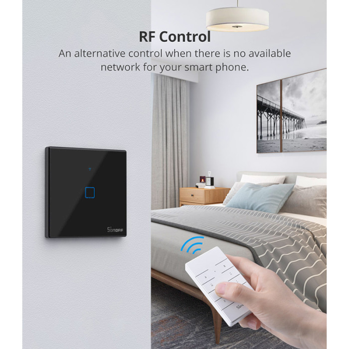 Розумний вимикач SONOFF Smart Wall Touch Switch Black (T3EU1C-TX)