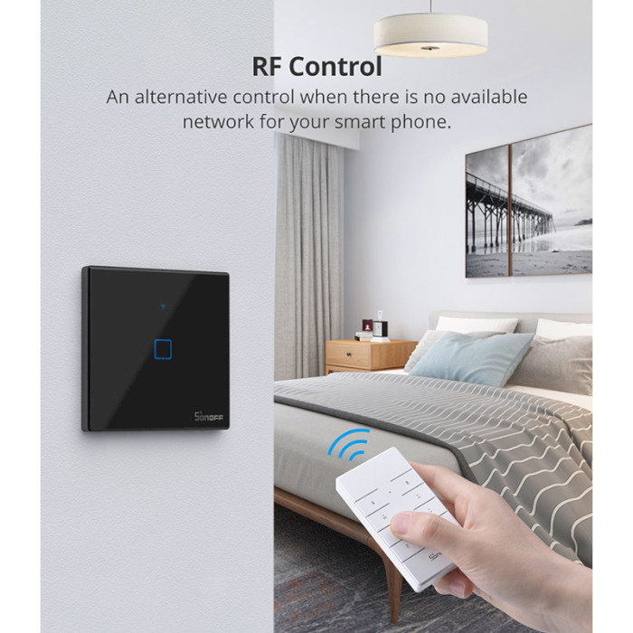 Розумний вимикач SONOFF Smart Wall Touch Switch 3-button Black (T3EU3C-TX)