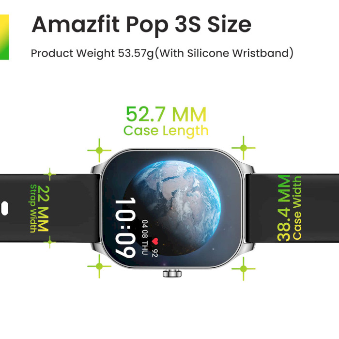 Смарт-годинник AMAZFIT Pop 3S 49mm Silver (6972596107095)