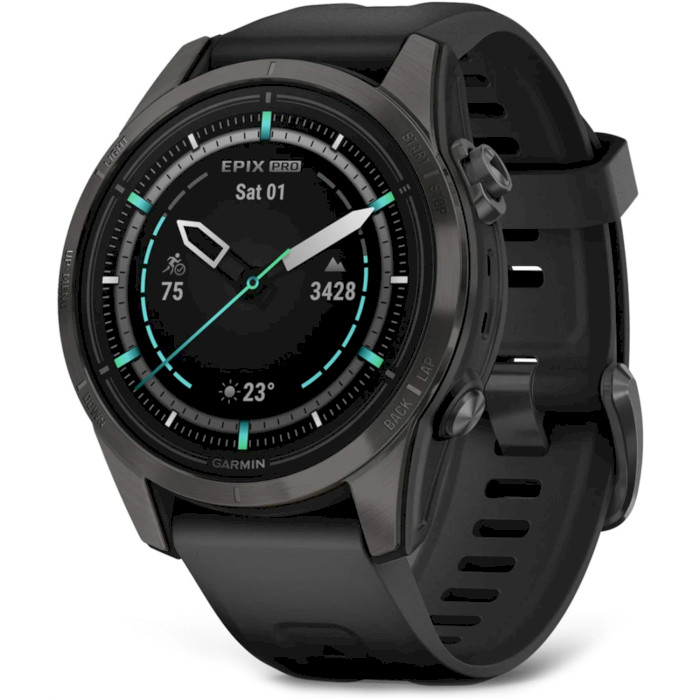 Смарт-часы GARMIN Epix Pro Gen. 2 Sapphire 42mm Carbon Gray DLC Titanium with Black Silicone Band (010-02802-15)