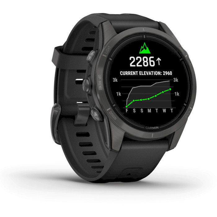 Смарт-часы GARMIN Epix Pro Gen. 2 Sapphire 42mm Carbon Gray DLC Titanium with Black Silicone Band (010-02802-15)