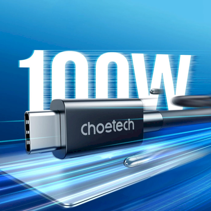 Кабель CHOETECH Premium A3010 Thunderbolt4 (40Gbps) PD 100W, 8K@60Hz, 0.8м Black (A3010-BK)