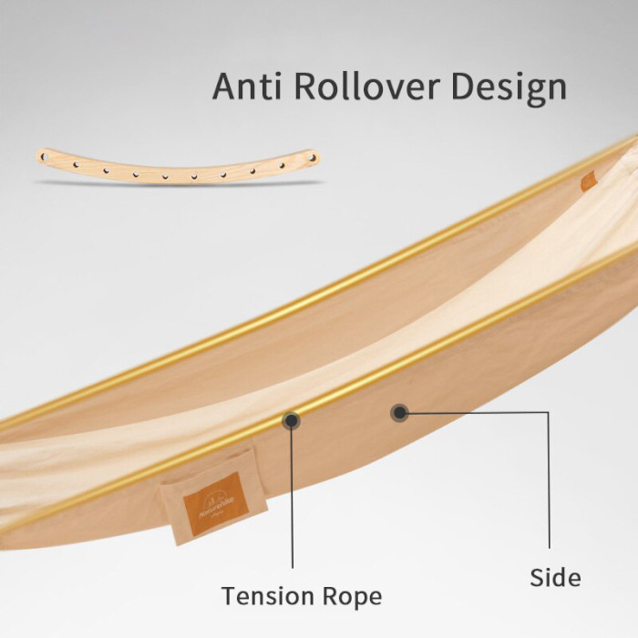 Гамак підвісний з дерев'яними перекладинами NATUREHIKE Anti-Rollover Cotton 210x90см Green (NH20DC001-GR)