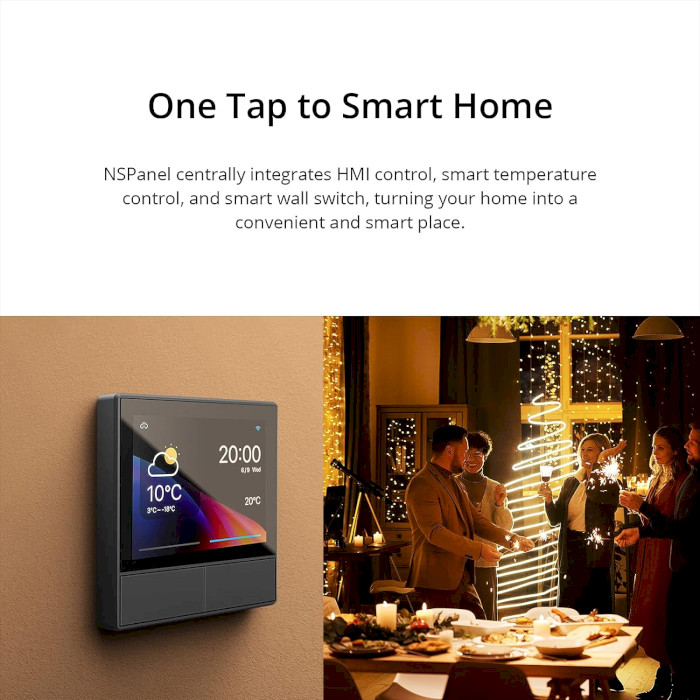 Розумний вимикач SONOFF NSPanel Smart Scene Wall Switch 2-gang Dim Gray (NSPANEL-EU)