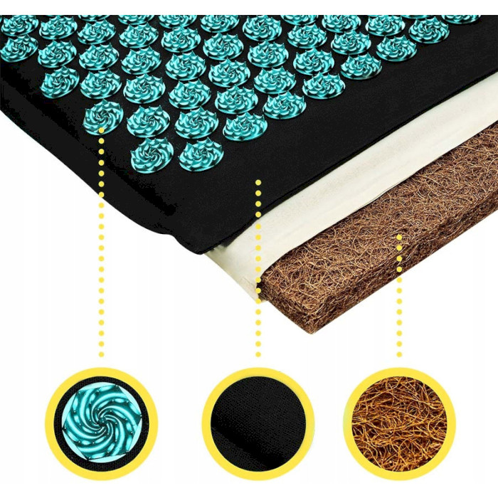 Акупунктурний килимок (аплікатор Кузнєцова) з подушкою 4FIZJO Eco Mat 68x42cm Black/Blue (4FJ0421)