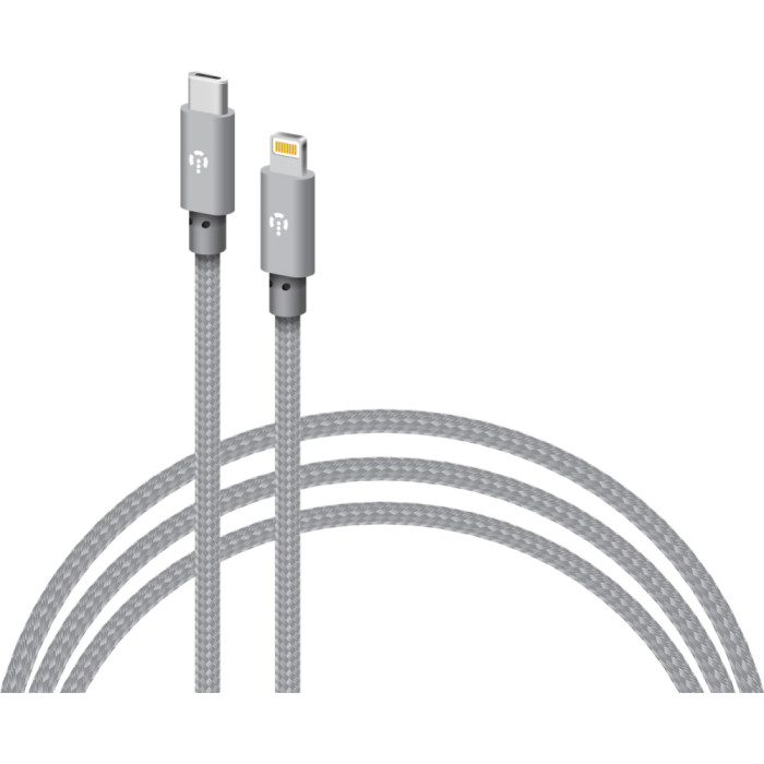 Кабель INTALEO CBGNYTL1 USB-C to Lightning 1м Gray (1283126559587)