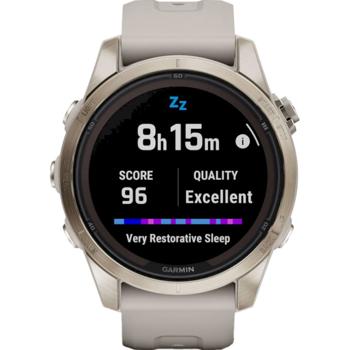 Смарт-часы GARMIN Fenix 7S Pro Sapphire Solar 42mm Soft Gold with Light Sand Band (010-02776-15)