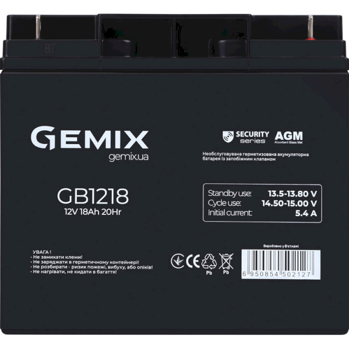 Акумуляторна батарея GEMIX GB1218 (12В, 18Агод)