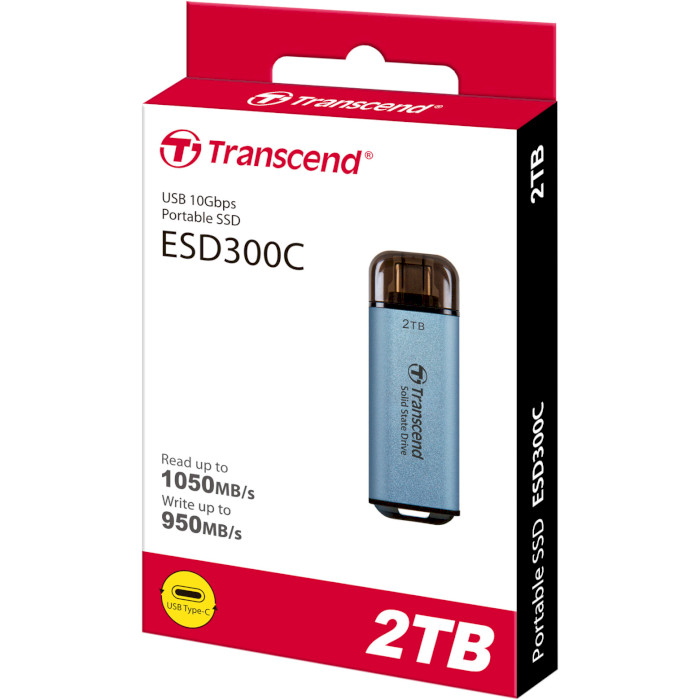 Портативний SSD диск TRANSCEND ESD300 2TB USB3.1 Gen2 Sky Blue (TS2TESD300C)