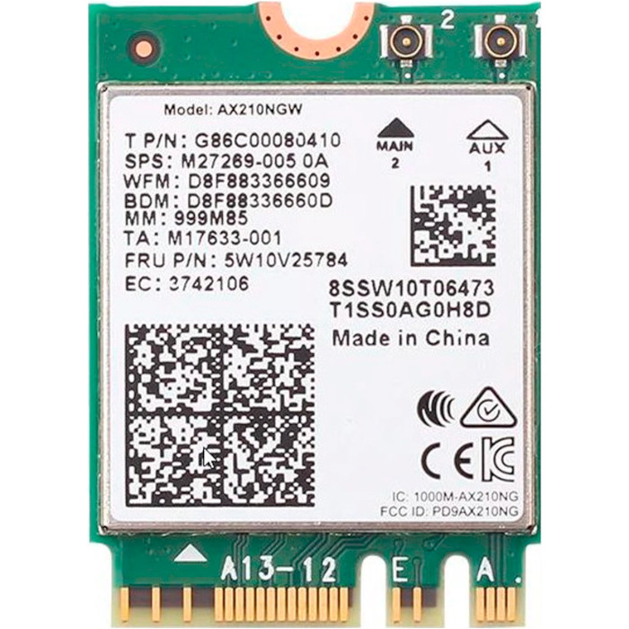 Wi-Fi адаптер INTEL Dual Band Wireless 802.11ax + BT5.2 AX210 PCIe Kit