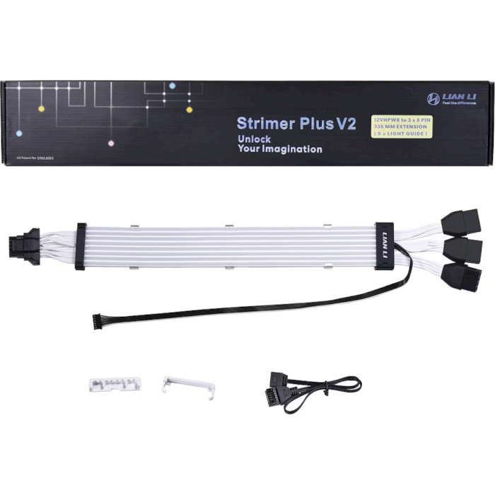 Кабель-удлинитель питания видеокарты LIAN LI Strimer Plus V2 8x Light Guide 12VHPWR to 3x8-pin (G89.PW168-8PV2.00)