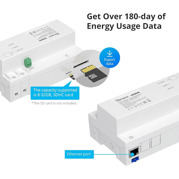 Контролер споживання енергії на DIN рейку SONOFF SPM-4Relay Smart Stackable Power Meter