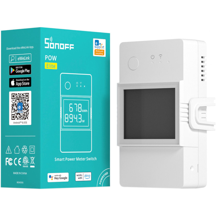 Wi-Fi вимикач-реле на DIN рейку з датчиком температури та вологості SONOFF TH20 Elite Smart Temperature and Humidity Monitoring Switch (THR320D)
