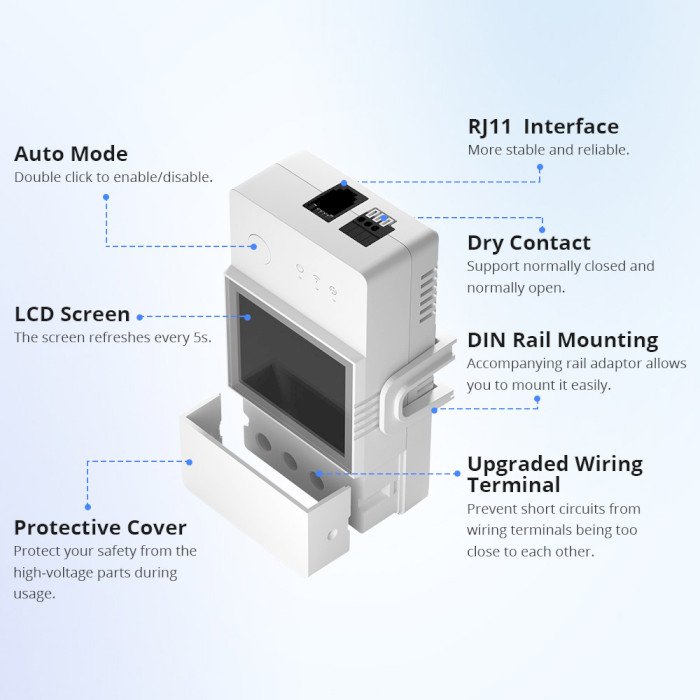 Wi-Fi переключатель с датчиком температуры и влажности SONOFF THR320D Elite 20A