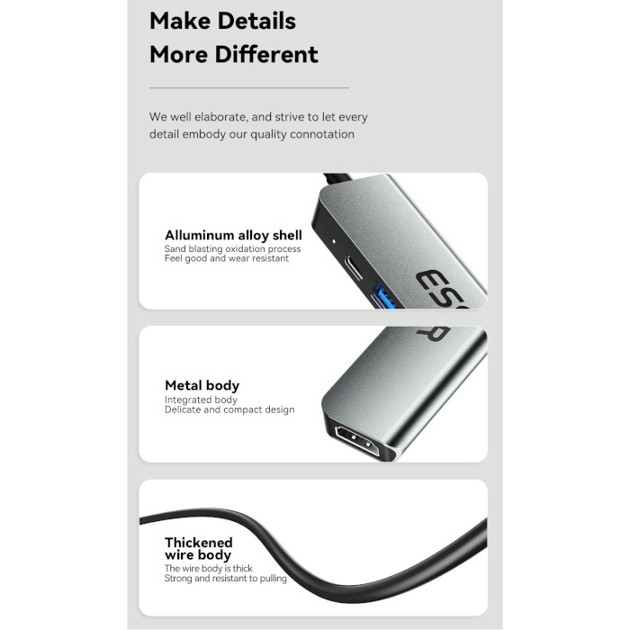 Порт-репликатор ESSAGER 7-in-1 USB-C to HDMI, USB-C, 2xUSB-A, TF/SD, PD60W (EHB07-QH0G-Z)