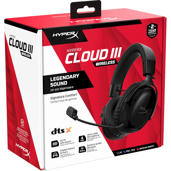 Навушники геймерскі HYPERX Cloud III Wireless Black (77Z45AA)