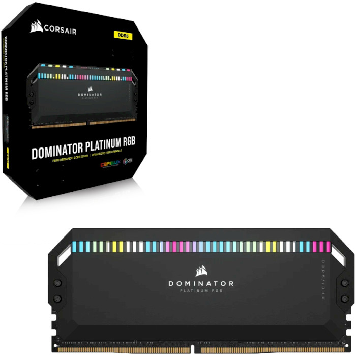 Модуль памяти CORSAIR Dominator Platinum RGB Black DDR5 6000MHz 64GB Kit 2x32GB (CMT64GX5M2B6000C30)