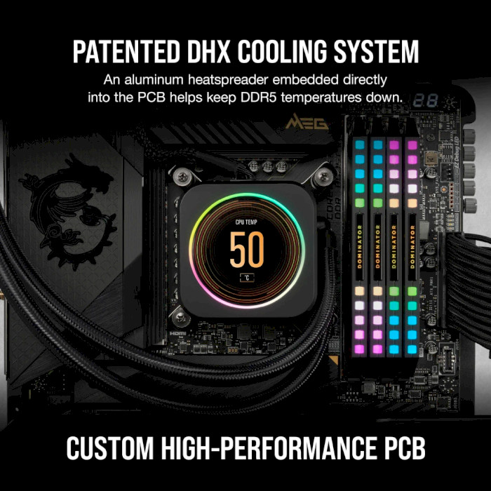 Модуль памяти CORSAIR Dominator Platinum RGB Black DDR5 6000MHz 64GB Kit 2x32GB (CMT64GX5M2B6000C40)