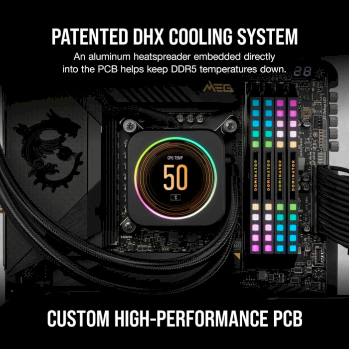 Модуль памяти CORSAIR Dominator Platinum RGB Black DDR5 6200MHz 64GB Kit 4x16GB (CMT64GX5M4B6200C32)