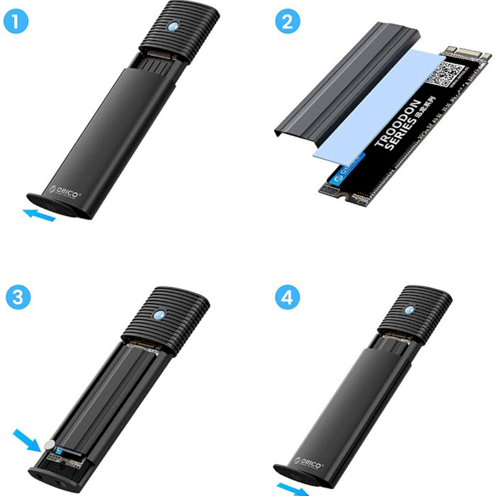 Кишеня зовнішня ORICO PWDM2-G2 NVMe/SATA M.2 SSD to USB 3.2 Black (PWDM2-G2-BK-EP)