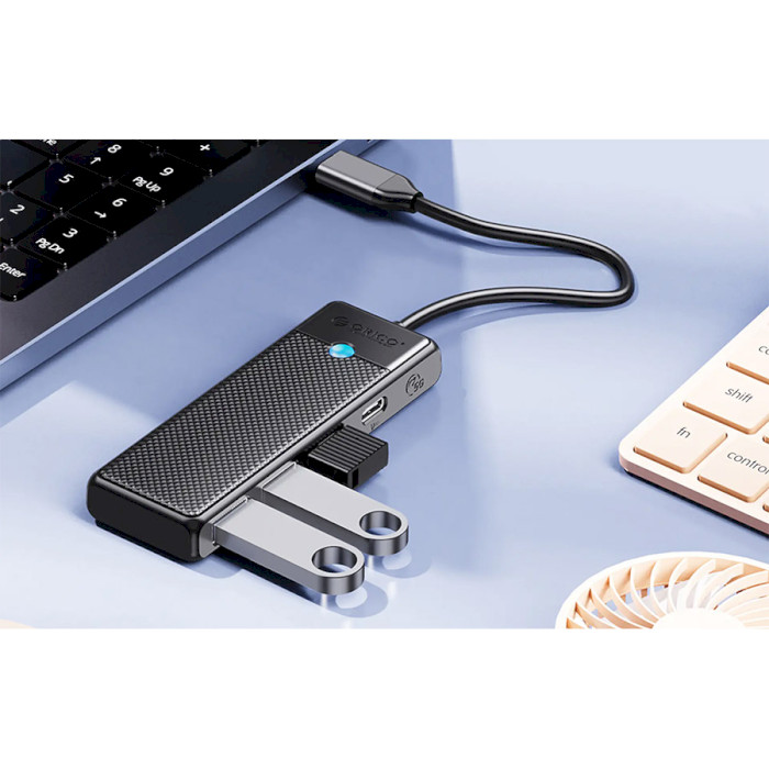 USB-хаб ORICO 4-in-1 USB-C to 1xUSB-C, 2xUSB-A3.0, PD Black