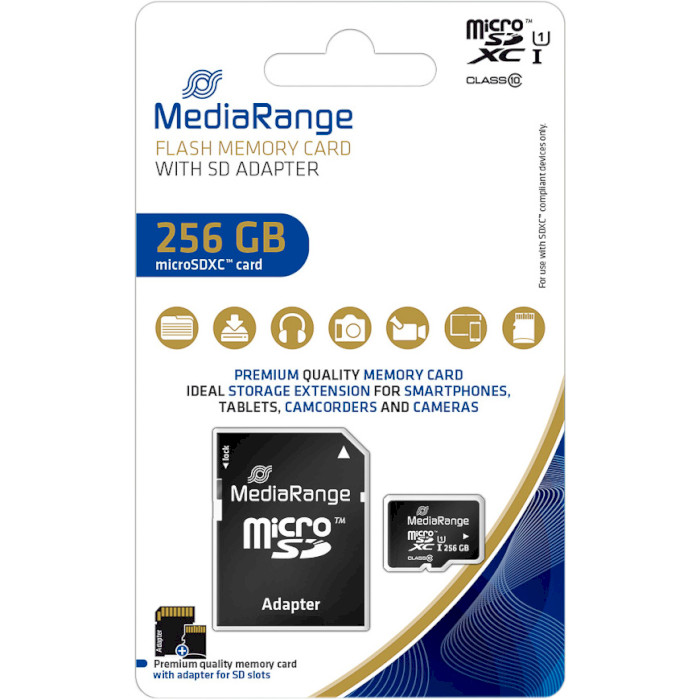 Карта памяти MEDIARANGE microSDXC 256GB UHS-I Class 10 + SD-adapter (MR946)