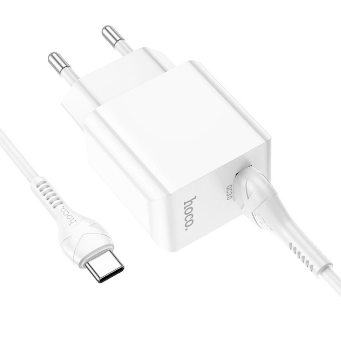 Зарядний пристрій HOCO C98A Proton 1xUSB-A, QC3.0 White w/Type-C cable (6931474766878)