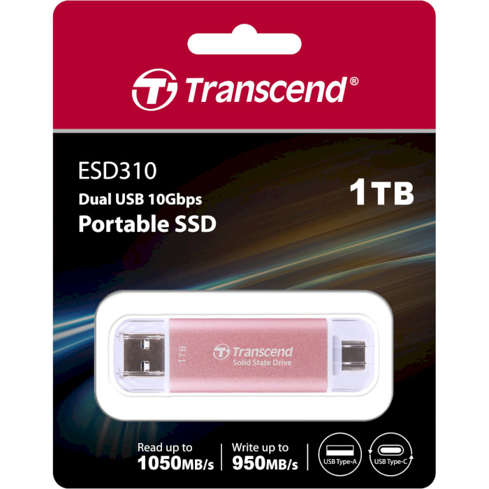 Портативний SSD диск TRANSCEND ESD310 1TB USB3.2 Gen2 Pink (TS1TESD310P)