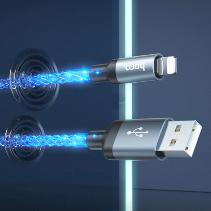 Кабель HOCO U112 Shine USB-A to Lightning 1м Gray