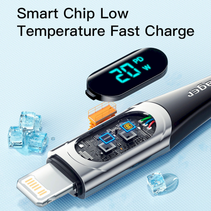 Кабель ESSAGER LED Digital Display Fast Charging Data Cable PD20 W Type-C to Lightning 2м Black (EXCTL-YDA01)