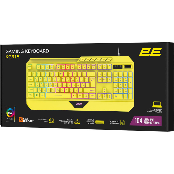 Клавіатура 2E GAMING KG315 RGB Yellow (2E-KG315UYW)