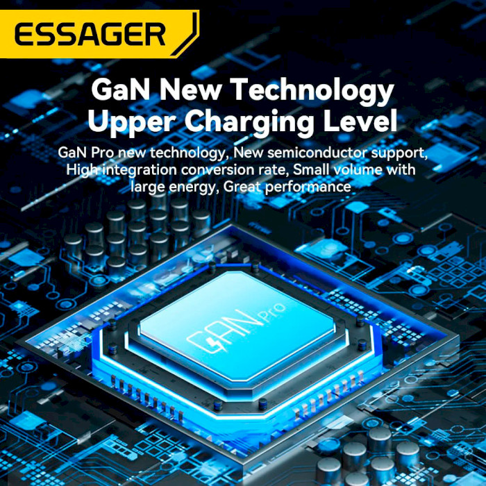Зарядное устройство ESSAGER Advance 140W 1xUSB-A, 2xUSB-C GaN Travel Charger Black (ECT2CA-ZCB01-Z)