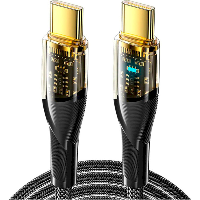 Кабель ESSAGER Interstellar Transparent Design Charging Cable Type-C to Type-C 60W 1м Black (EXCTT-XJ01-P)